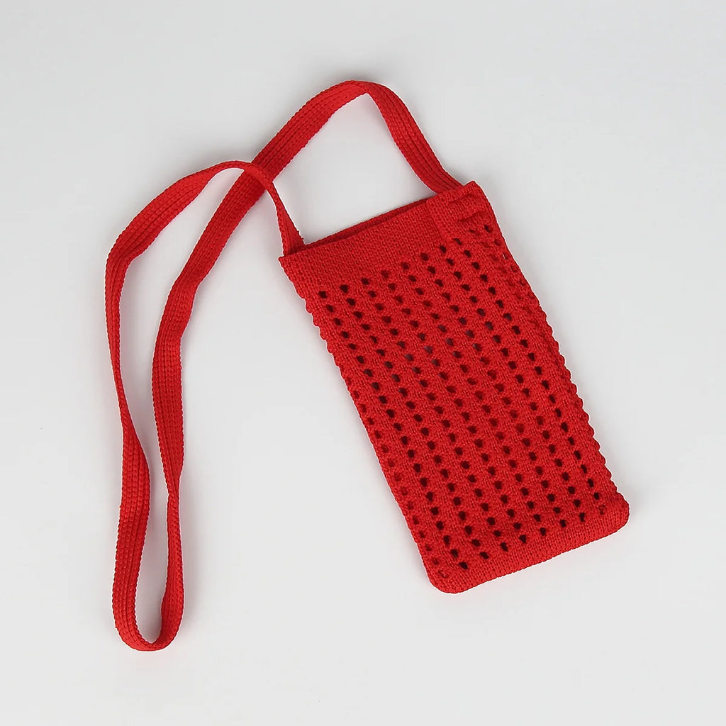Breathable Knitted Cutout Foldable Phone Bag Womens Diagonal Crossbody