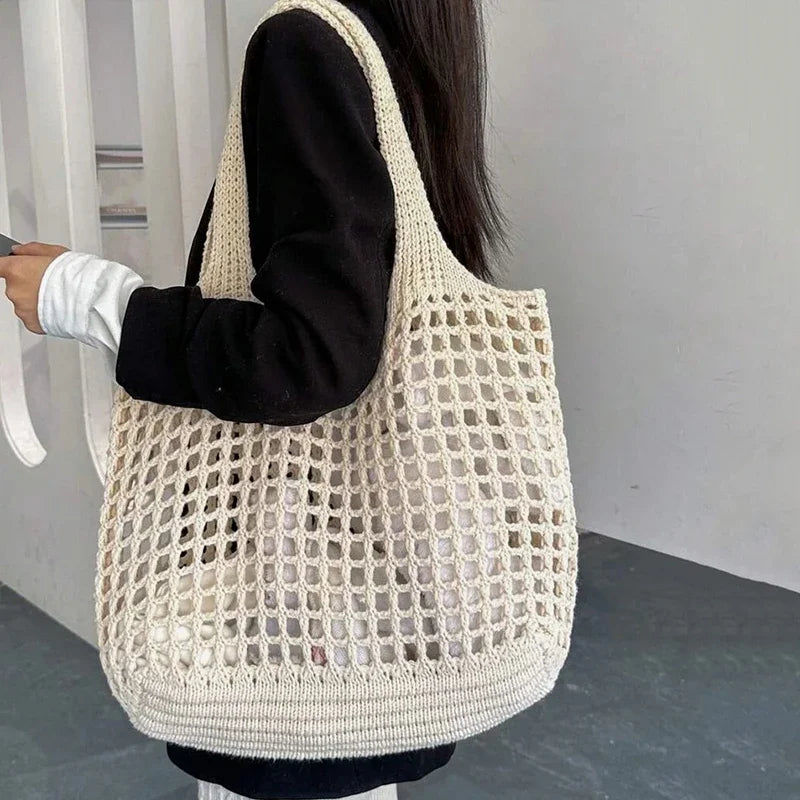 Fashion Crochet Bags For Women Summer Beach Tote Raffia Straw Handbag Boho