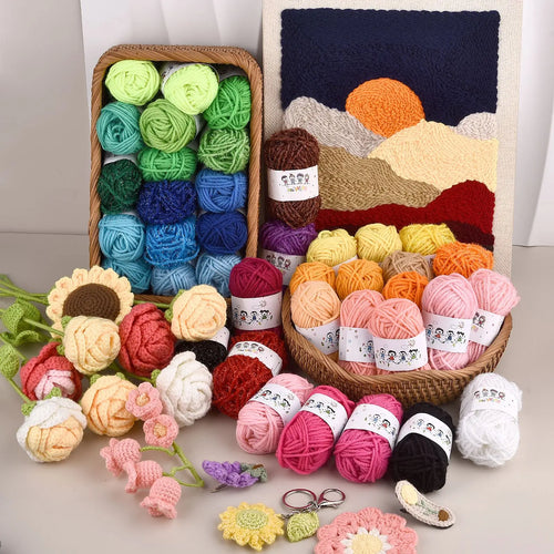 12 Color Acrylic Yarn Set For Knitting Crochet Kids Crafting