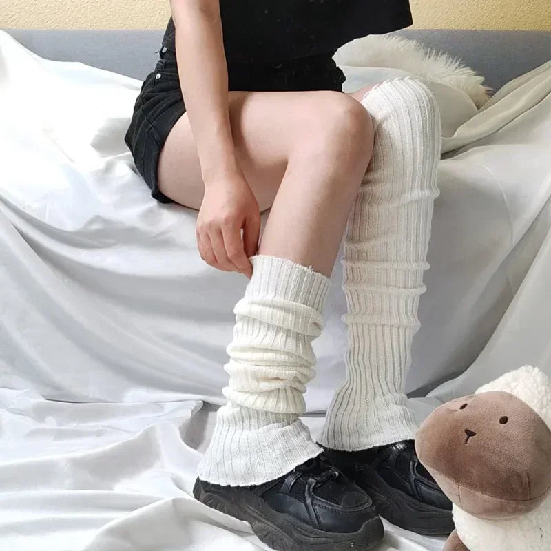 Knitted Lolita Leg Warmers for Women 40 to 70 cm Autumn Winter Crochet Boot Cuffs