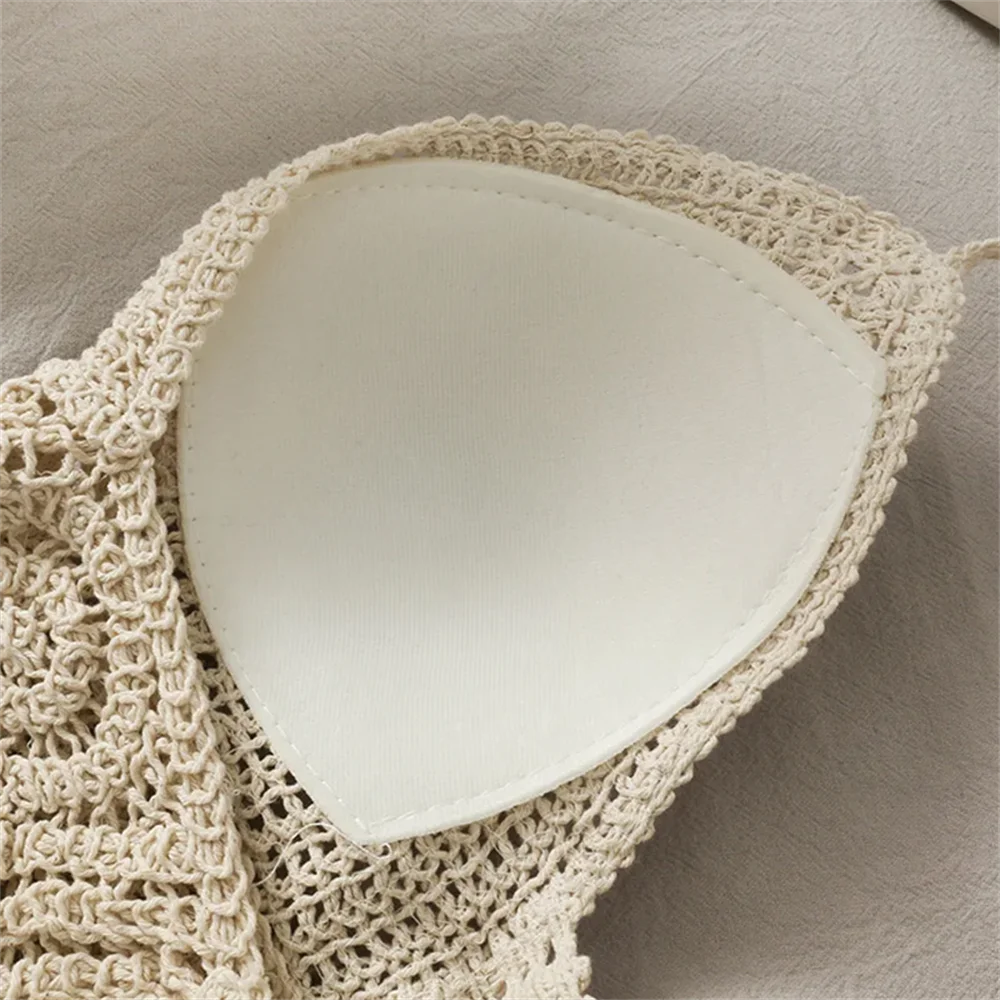Boho Beach Backless Crochet Knit Camisole Halter Tank Top For Women Crop Tops