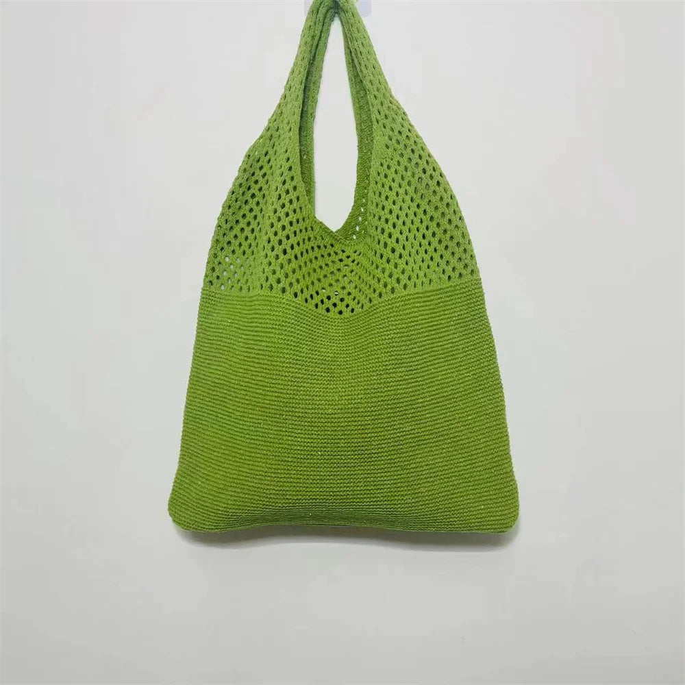 Personalized Knitted Wool Tote Bag Women Custom Embroidered Name Shopping Bag