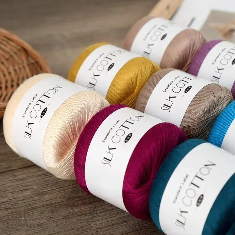 50g Silk Lace Cotton Crochet Yarn For Baby Knits Warm Soft Worsted Cross Stitch