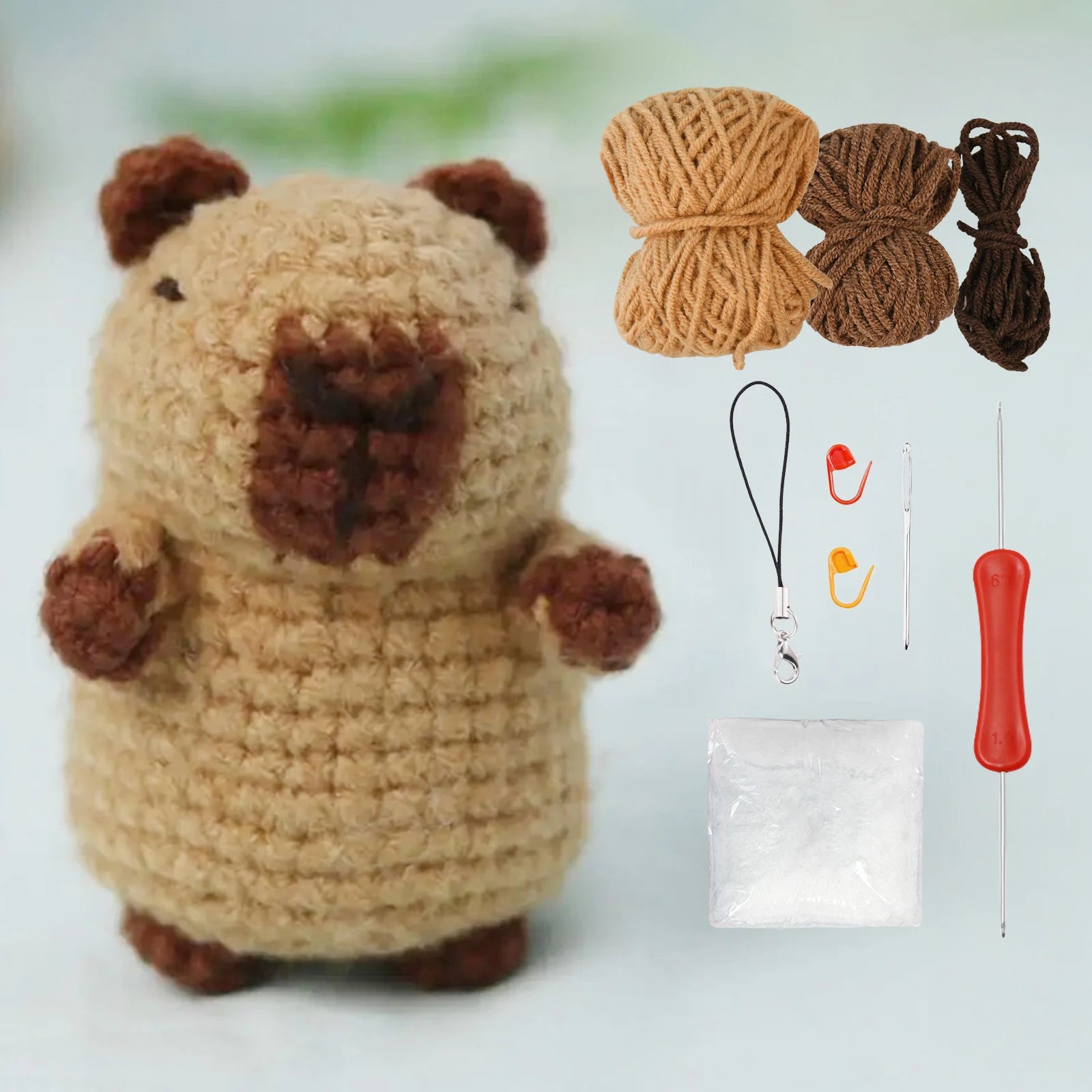 Kit de Crochet Capybara pour Débutants, Ensemble de Crochet Animal Mignon, Cadeau de Noël