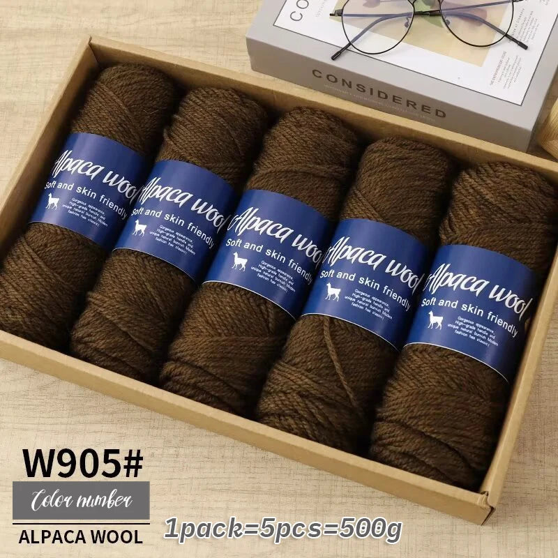 Fil de laine d'alpaga brut 500g avec mélange de polyester pour pulls chauds