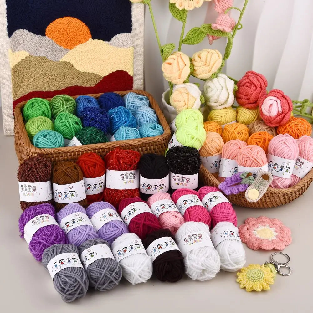 12 Color Acrylic Yarn Set For Knitting Crochet Kids Crafting