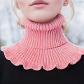 Black And White Knitted False Neck Scarf With Ruffle Edge Unisex