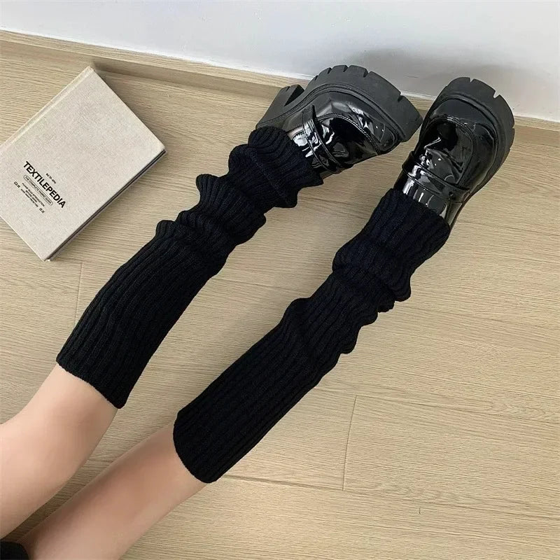Knitted Lolita Leg Warmers for Women 40 to 70 cm Autumn Winter Crochet Boot Cuffs