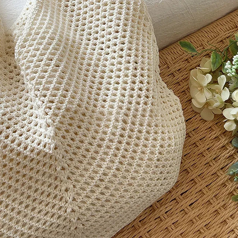 Women Hollow Woven Shoulder Bag Large Capacity Crochet Tote Beach Bag