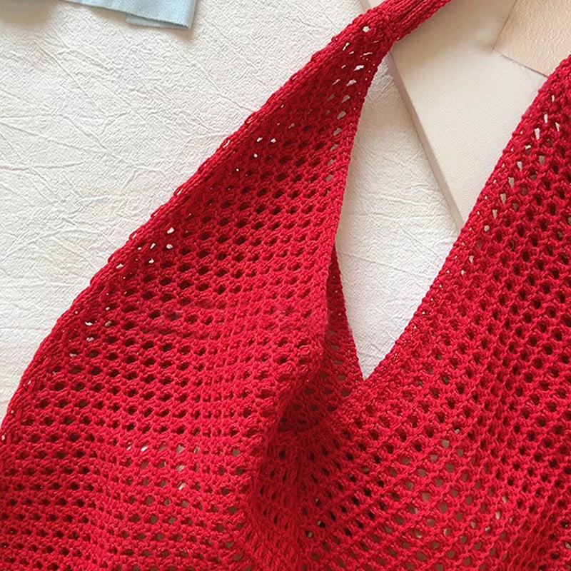 Women Hollow Woven Shoulder Bag Large Capacity Crochet Tote Beach Bag