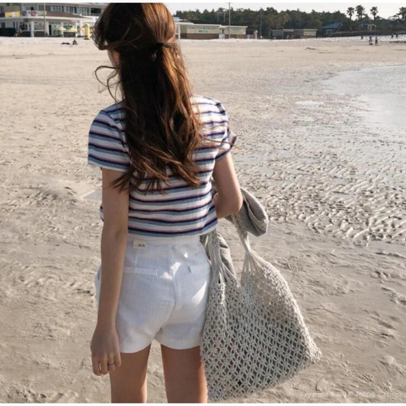 Hollow Crochet Mesh Shoulder Bag With Inner Pocket Women Solid Color Tote Bag