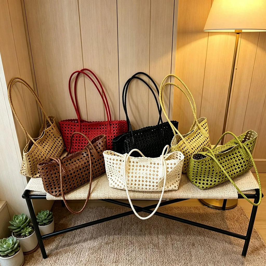 Elegant 2026 Vacation Basket Bag Hollow Out Shoulder Tote Handbag Unisex