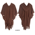 Hooded Crochet Cloak Poncho Shawl Boho Chic Knit Wrap For Women