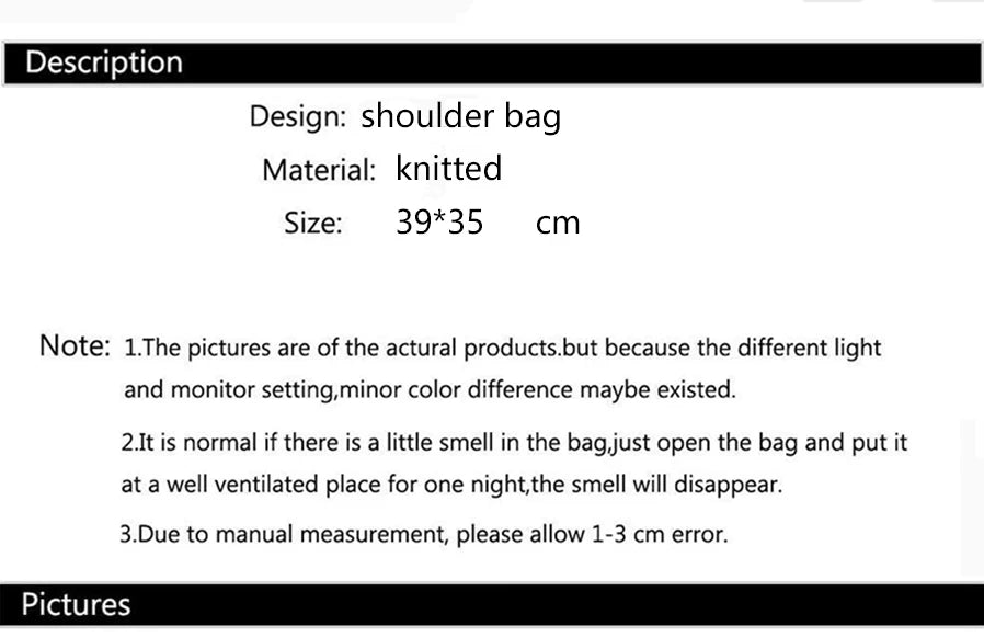 Solid Color Knitting Shoulder Bag Hollow Out Bohemian Crochet Tote For Women