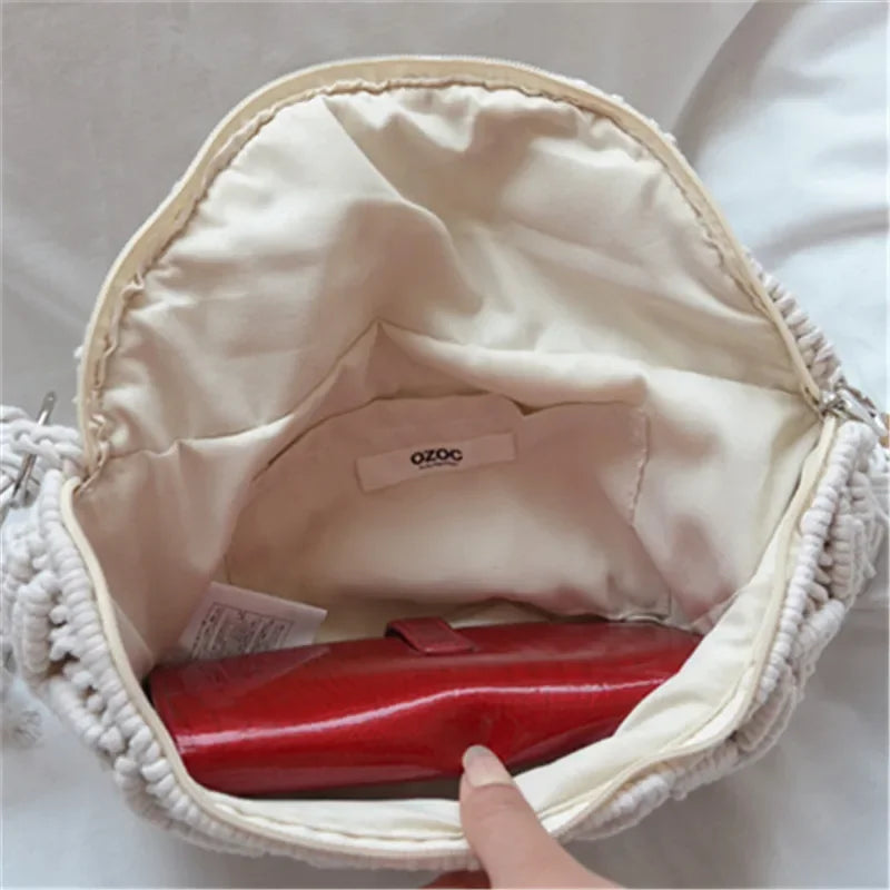 Women Summer Beach Knitted Bag Bohemian Crochet Waist Fanny Pack Shoulder Tote