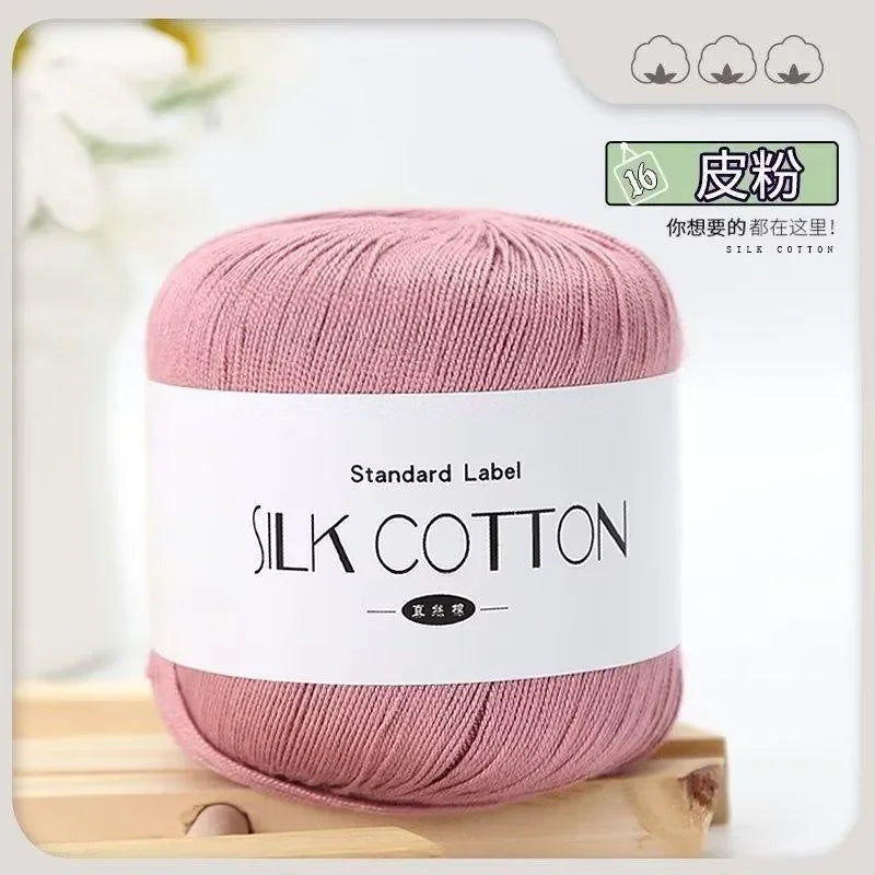 50g Fil à Crochet en Coton Soie Dentelle pour Tricots Bébé Doux Chaud Point de Croix