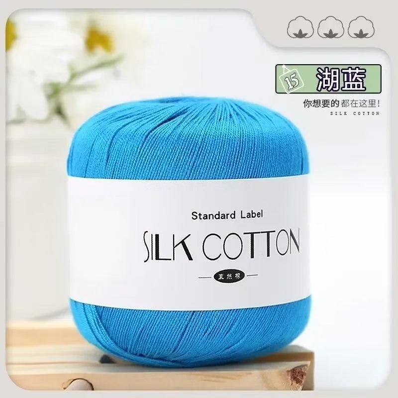 50g Fil à Crochet en Coton Soie Dentelle pour Tricots Bébé Doux Chaud Point de Croix