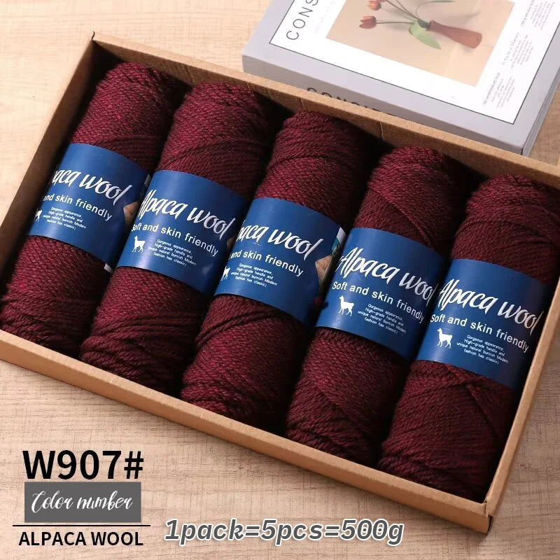 Fil de laine d'alpaga brut 500g avec mélange de polyester pour pulls chauds