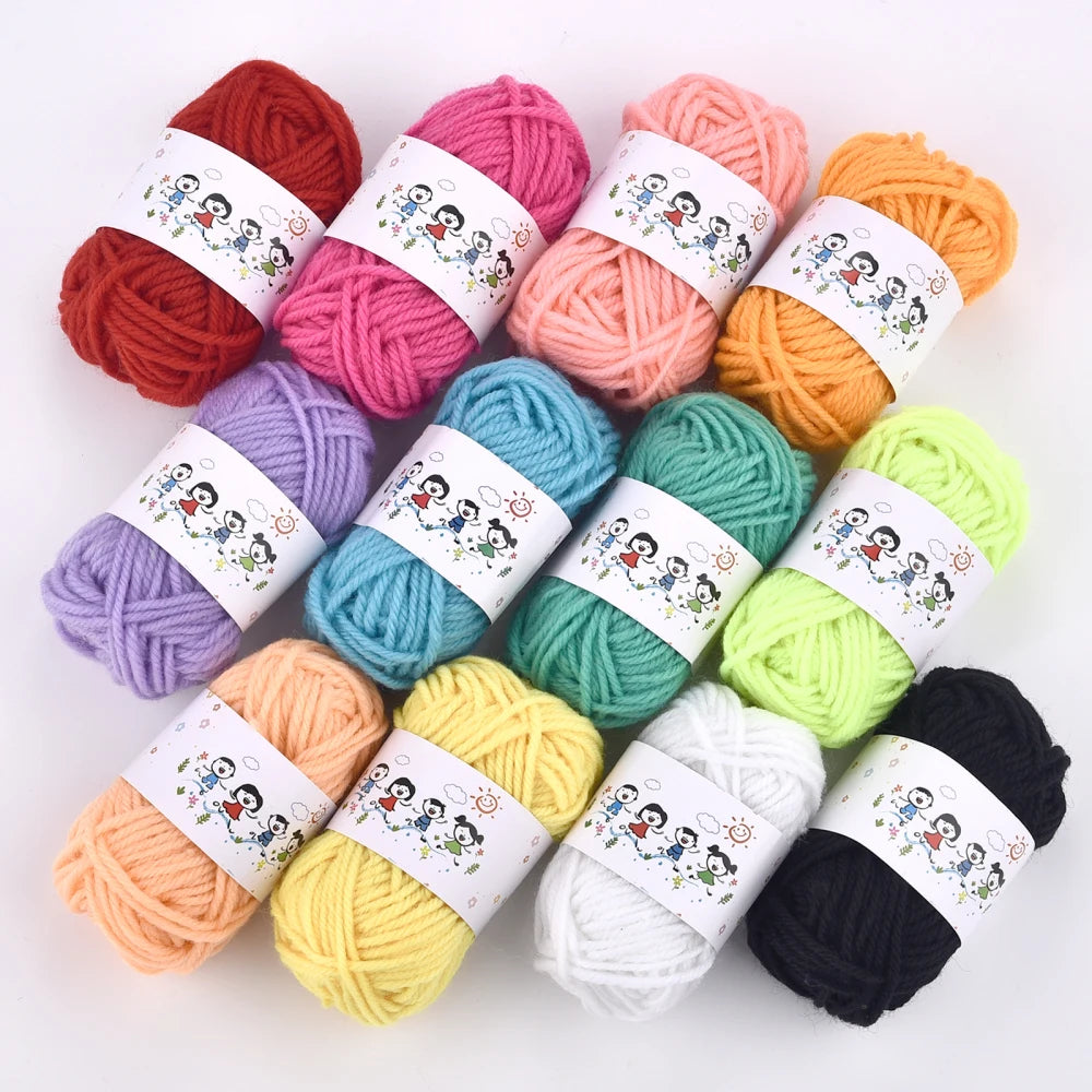 12 Color Acrylic Yarn Set For Knitting Crochet Kids Crafting