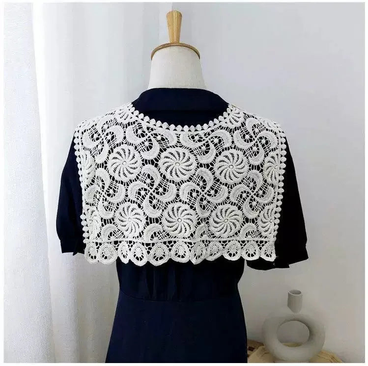 Faux Col Amovible en Dentelle au Crochet pour Femme, Accessoire Châle