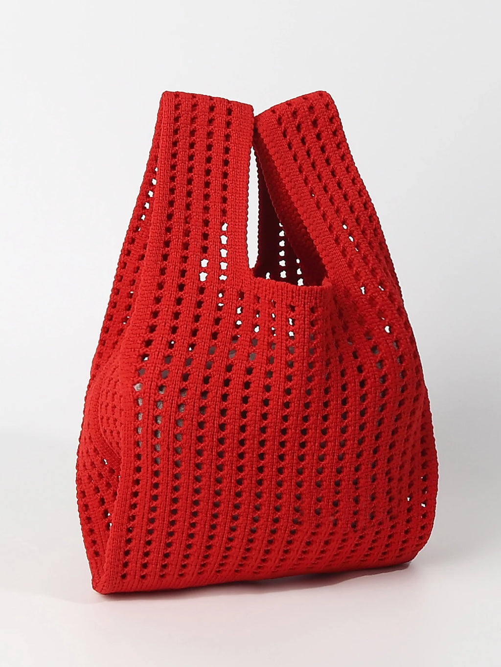 Handmade Knit Handbag Women Mini Shoulder Bag Casual Plaid Stripe Tote
