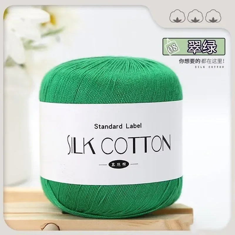 50g Fil à Crochet en Coton Soie Dentelle pour Tricots Bébé Doux Chaud Point de Croix