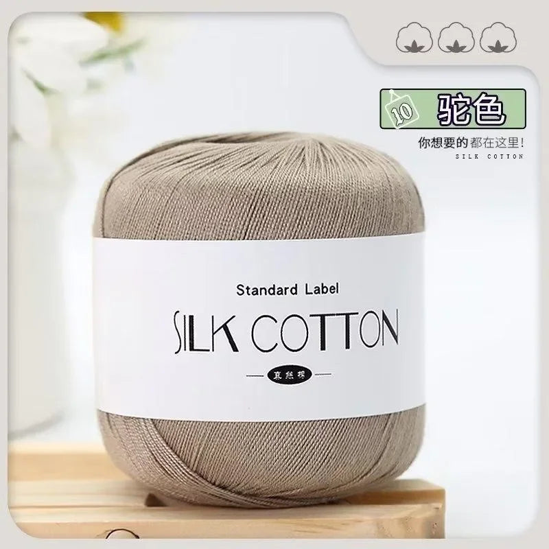 50g Fil à Crochet en Coton Soie Dentelle pour Tricots Bébé Doux Chaud Point de Croix