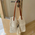 Bohemian Crochet Tote Bag Large Capacity Boho Weave Ethnic Beach Style Bag