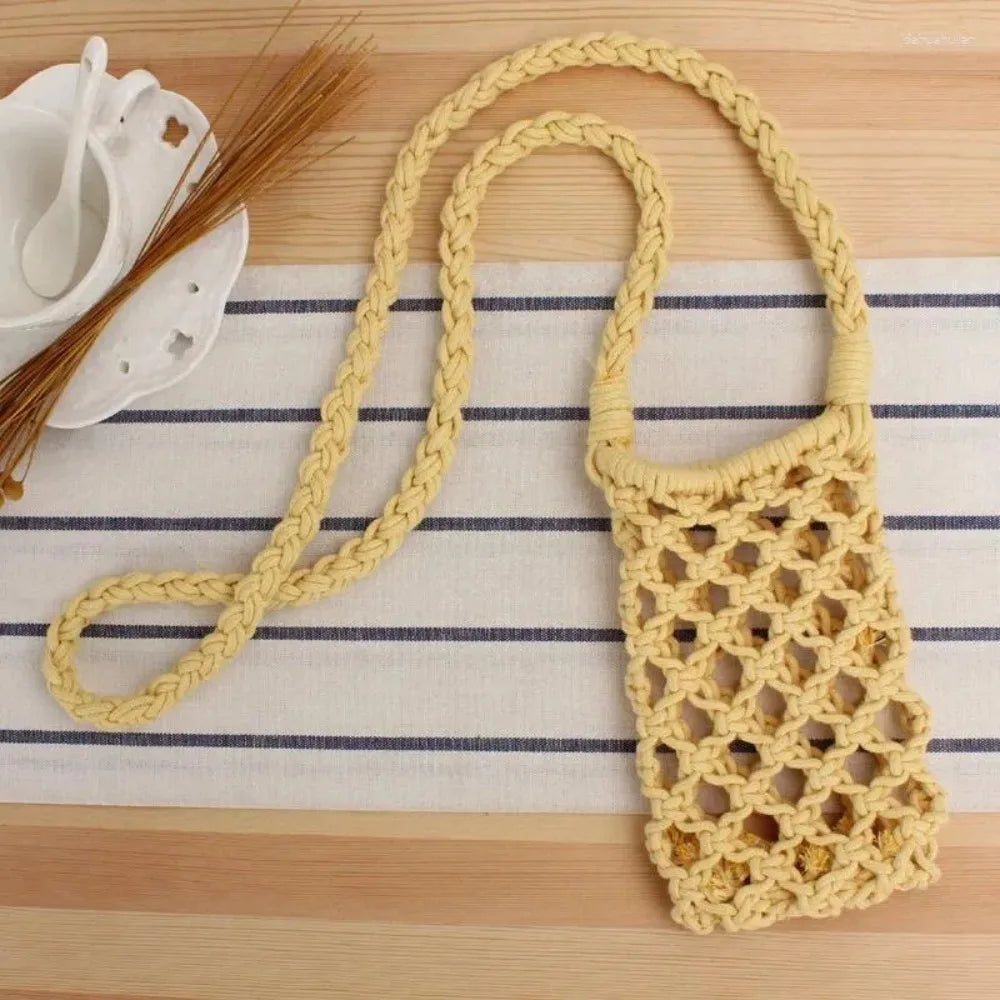 Sac à bandoulière en crochet creux tissé pour téléphone, léger, pour femme