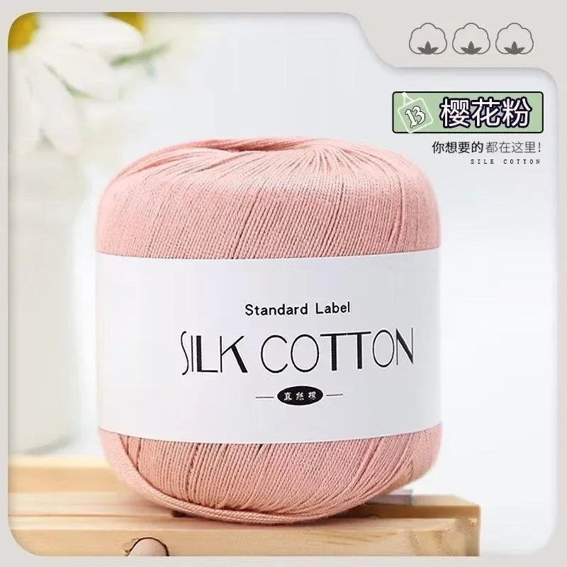 50g Fil à Crochet en Coton Soie Dentelle pour Tricots Bébé Doux Chaud Point de Croix