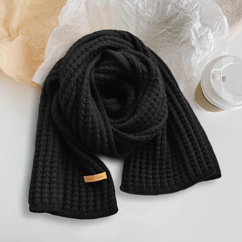 Woolen Knitting Scarf Thick Windproof Thermal Long Shawl Winter Warm For Women