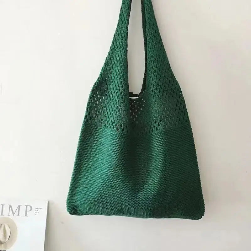 Sac fourre-tout en laine tricoté personnalisé pour femme avec nom brodé, sac de courses