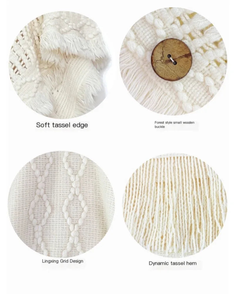 Hooded Crochet Cloak Poncho Shawl Boho Chic Knit Wrap For Women