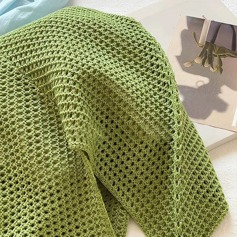 Women Hollow Woven Shoulder Bag Large Capacity Crochet Tote Beach Bag