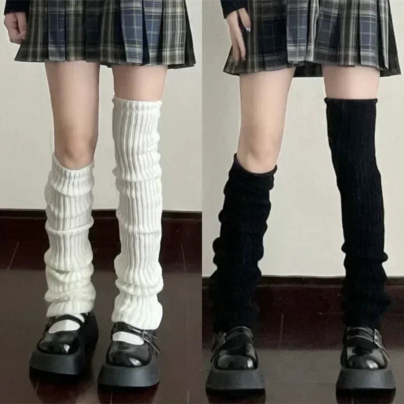 Knitted Lolita Leg Warmers for Women 40 to 70 cm Autumn Winter Crochet Boot Cuffs