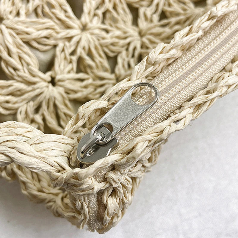Women Beach Woven Straw Shoulder Messenger Bag Boho Crossbody Macrame Purse