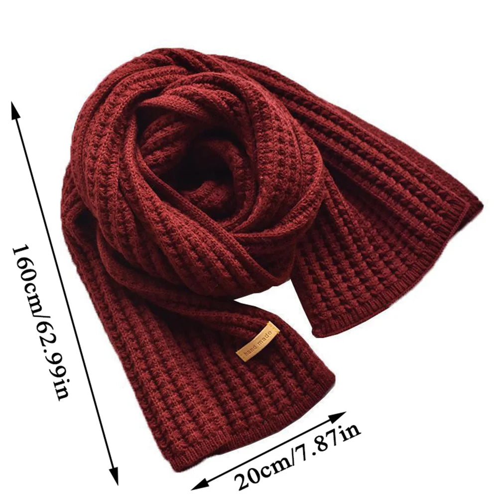 Woolen Knitting Scarf Thick Windproof Thermal Long Shawl Winter Warm For Women