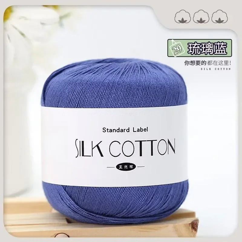 50g Fil à Crochet en Coton Soie Dentelle pour Tricots Bébé Doux Chaud Point de Croix