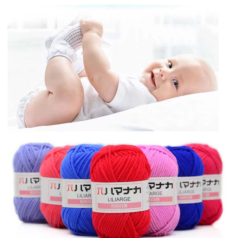 DIY Baby Milk Soft Cotton Wool Yarn For Knitting And Crochet Thick Velvet Fiber