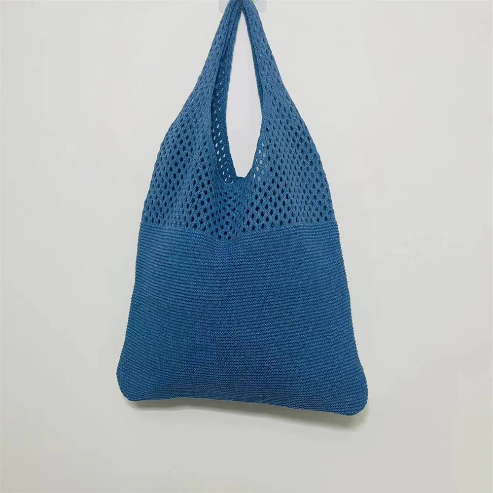 Sac fourre-tout en laine tricoté personnalisé pour femme avec nom brodé, sac de courses