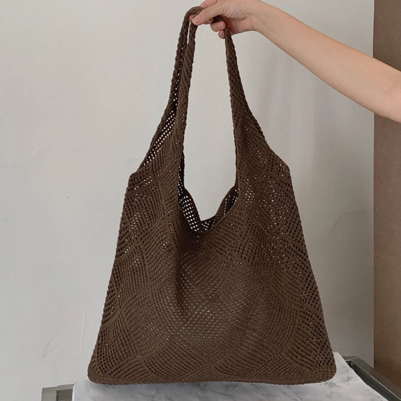 Nouveau sac fourre-tout tricoté de grande capacité pour femmes, porté à la main ou à l'épaule, pour le shopping
