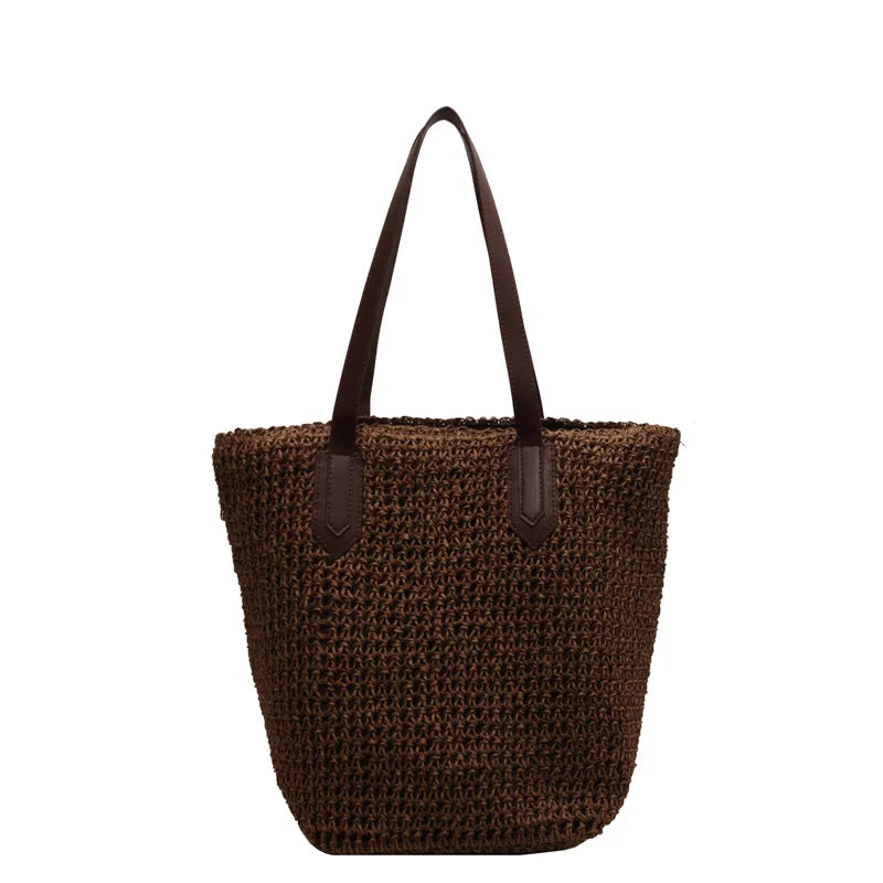 Women Bohemian Straw Shoulder Bag Large Crochet Tote For Beach Summer Woven
