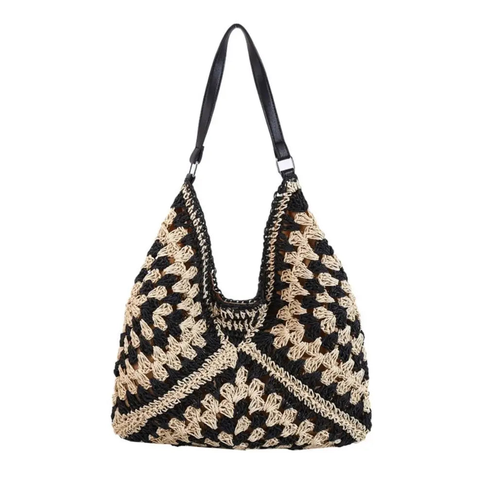 Summer Straw Crochet Bag For Women Beach Shoulder Tote Vacation Bag
