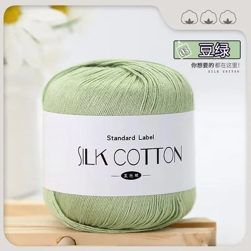 50g Fil à Crochet en Coton Soie Dentelle pour Tricots Bébé Doux Chaud Point de Croix