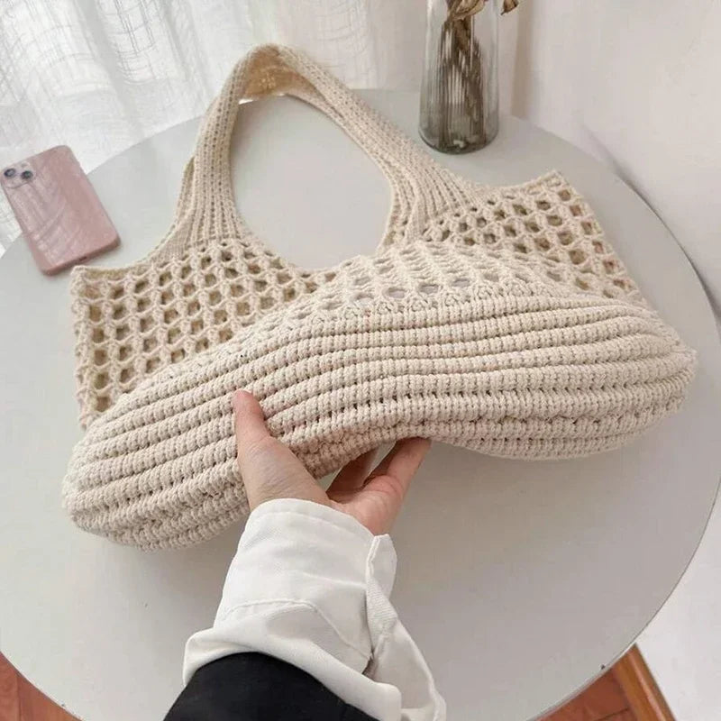 Fashion Crochet Bags For Women Summer Beach Tote Raffia Straw Handbag Boho