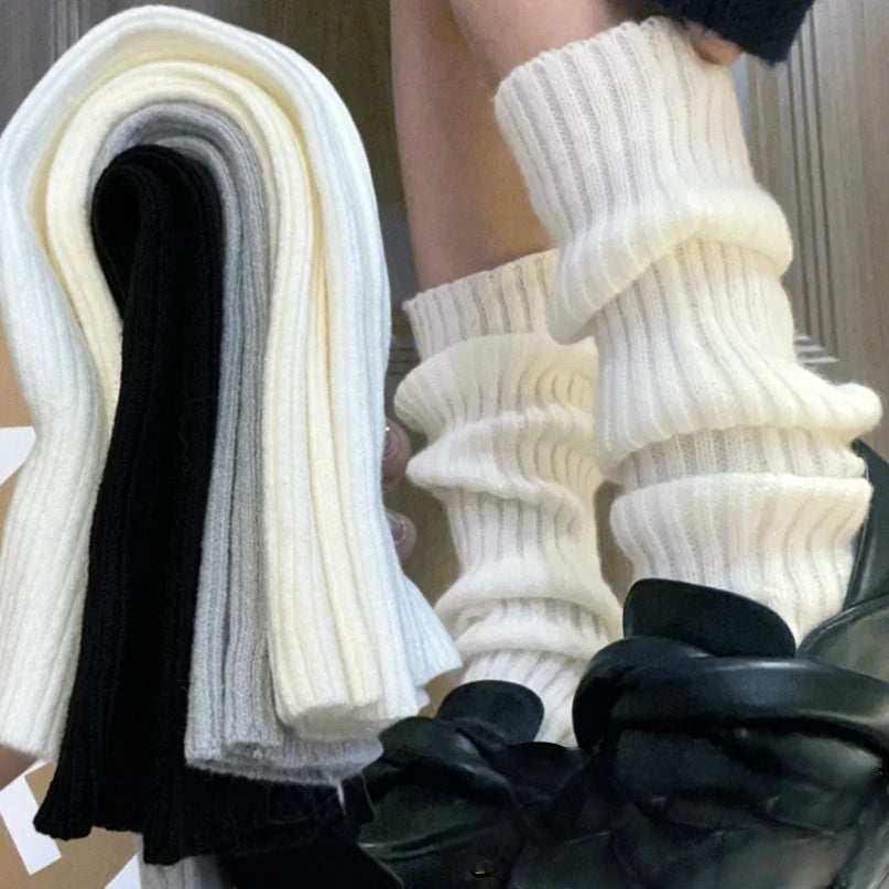 Knitted Lolita Leg Warmers for Women 40 to 70 cm Autumn Winter Crochet Boot Cuffs