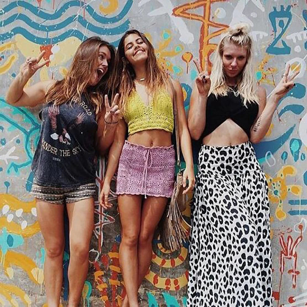 Halter Neck Crochet Crop Top Knit Bralette Backless Bikini Boho Beachwear