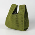 Handmade Knit Handbag Women Mini Shoulder Bag Casual Plaid Stripe Tote