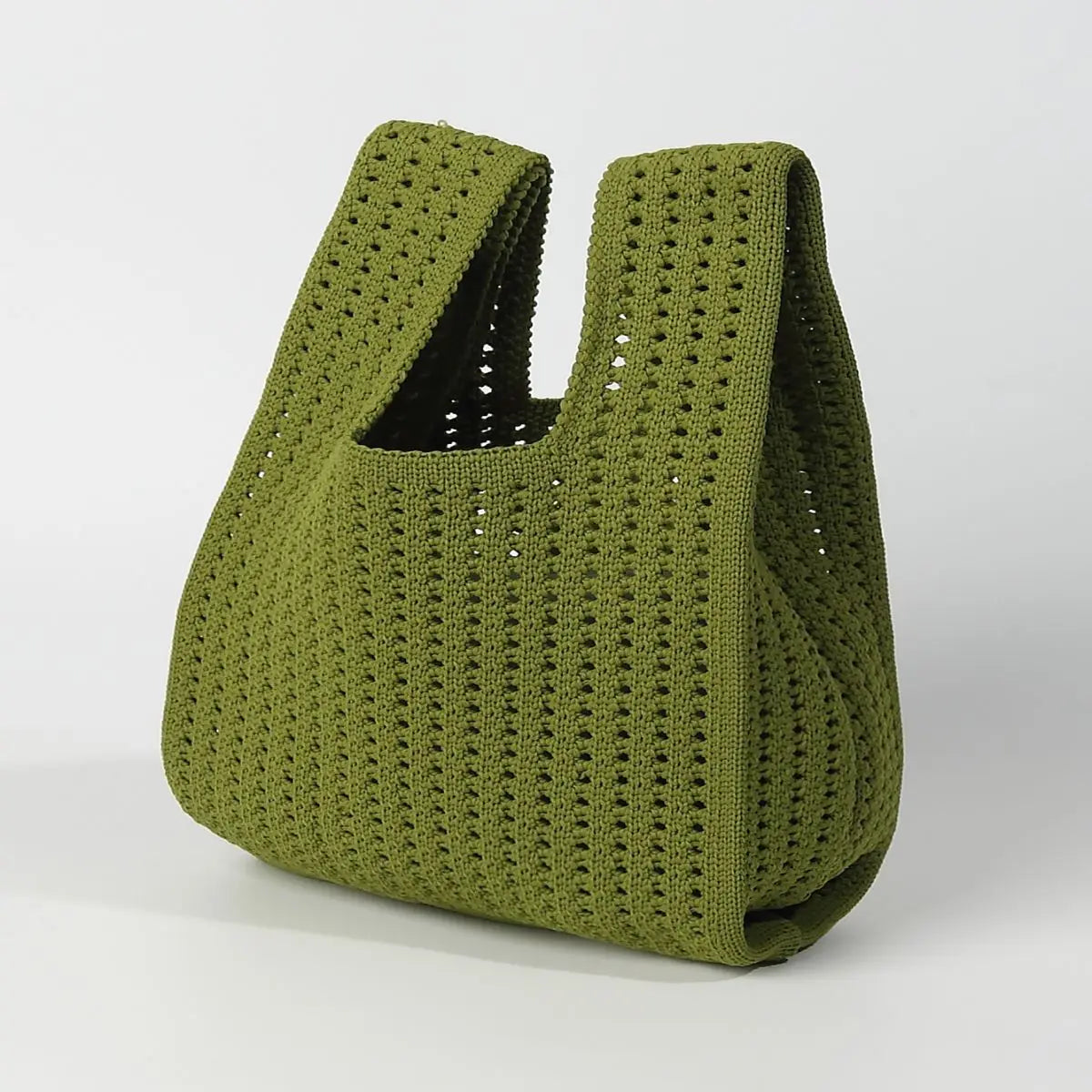 Handmade Knit Handbag Women Mini Shoulder Bag Casual Plaid Stripe Tote