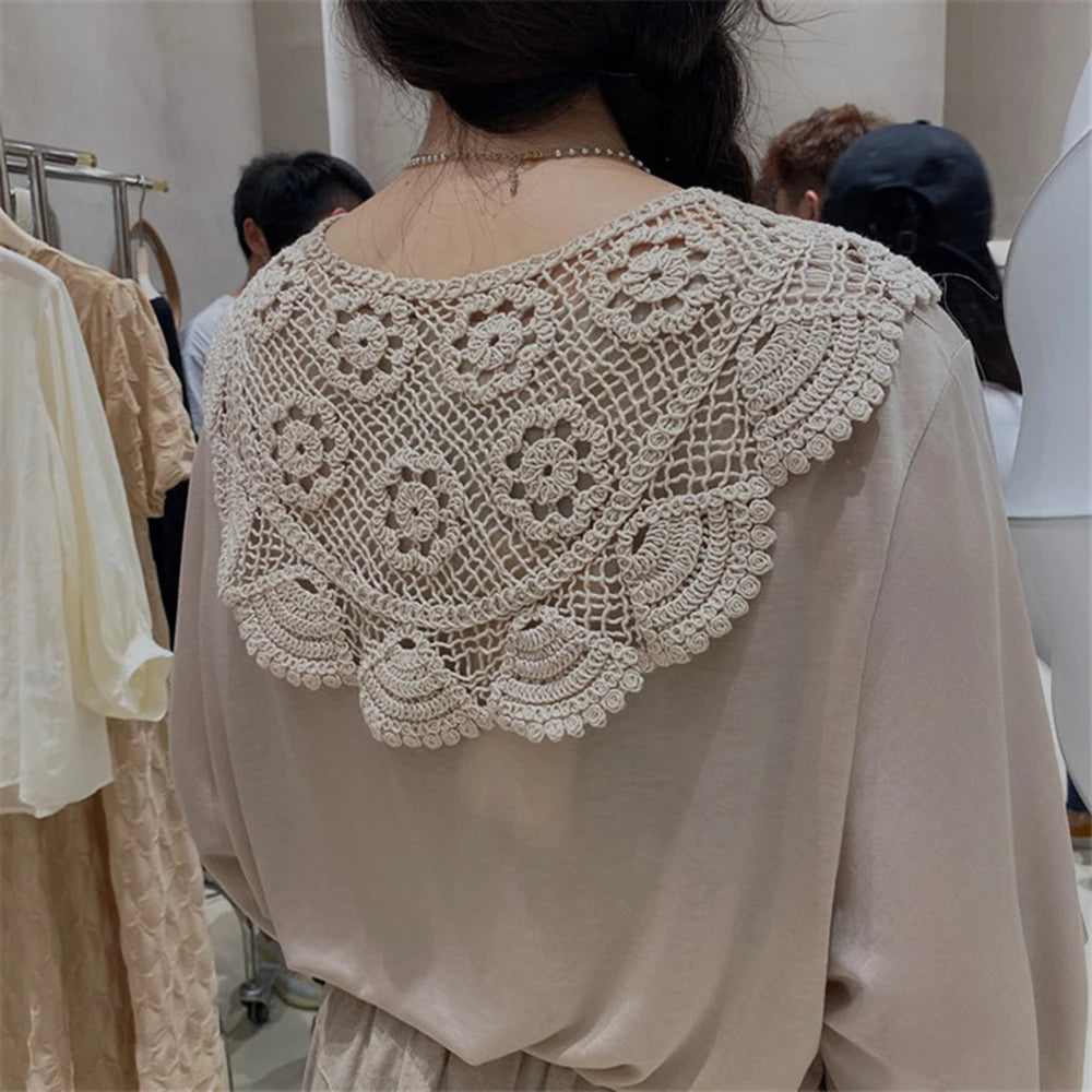 Faux Col Amovible en Dentelle au Crochet pour Femme, Accessoire Châle